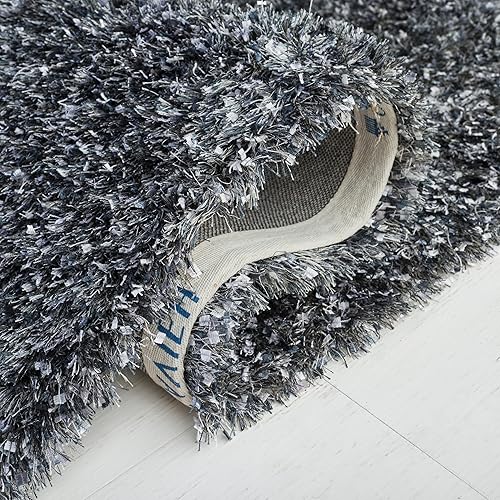 Miniatura 5 de SAFAVIEH Malibu Shag Collection - Alfombra cuadrada de 5 pies, color blanco, hecha a mano sólida, 1.4 pulgadas de grosor, ideal para zonas de alto