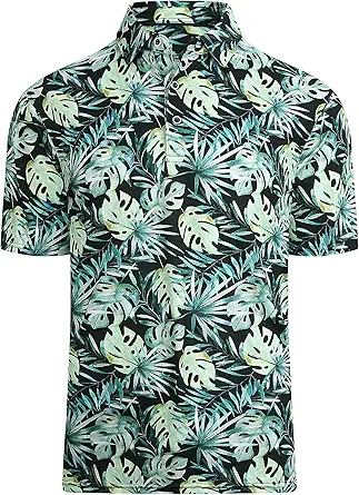Alex Vando Mens Hawaiian Golf Shirt Moisture Wicking Digital Print Golf Shirts for Men