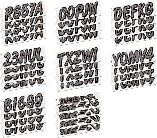 Miniatura 4 de Whipline - Calcomanías de identificación alfanuméricas, adhesivos de números de registro para barcos y embarcaciones personales, color carbón sólido