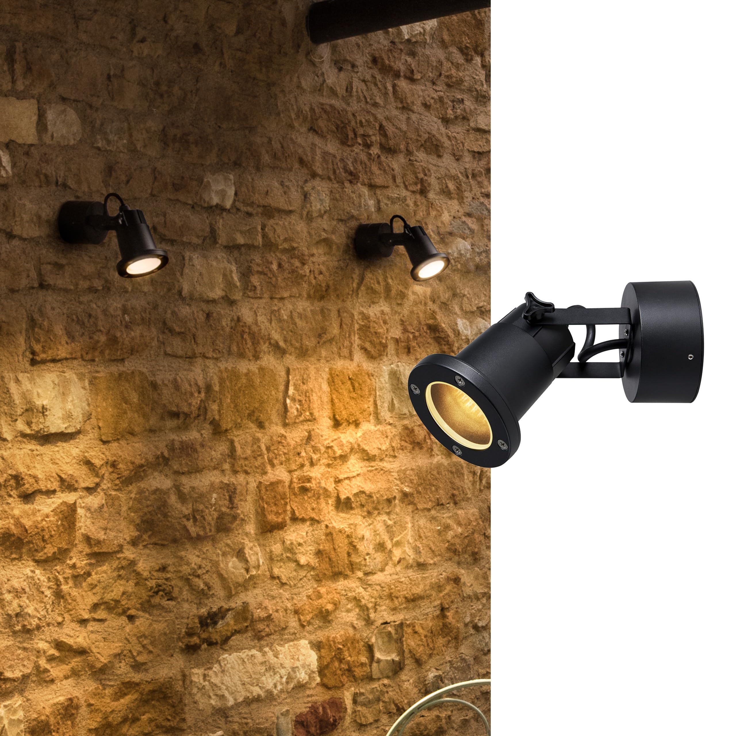 SLV Applique en saillie NAUTILUS WL QPAR51/Éclairage pour murs; allées; entrées; spot LED d'extérieur; lampe en saillie d'extérieur; lampe de jardin/GU10 IP54 11W noir