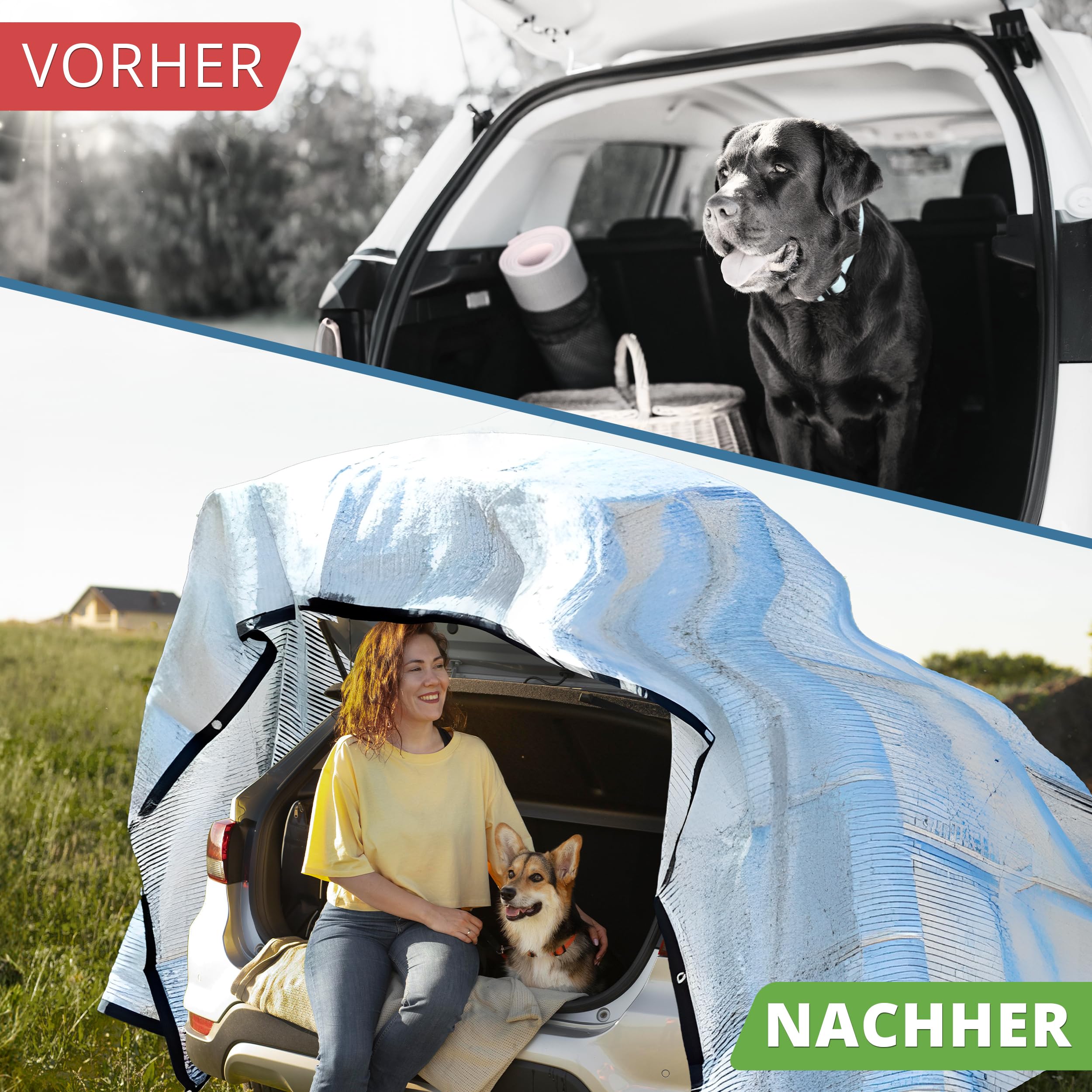 RAVE Aluminium-Schattennetz 6×4 m – Sonnenschutznetz für Auto & Hund – reflektierend, atmungsaktiv – Camping & Outdoor