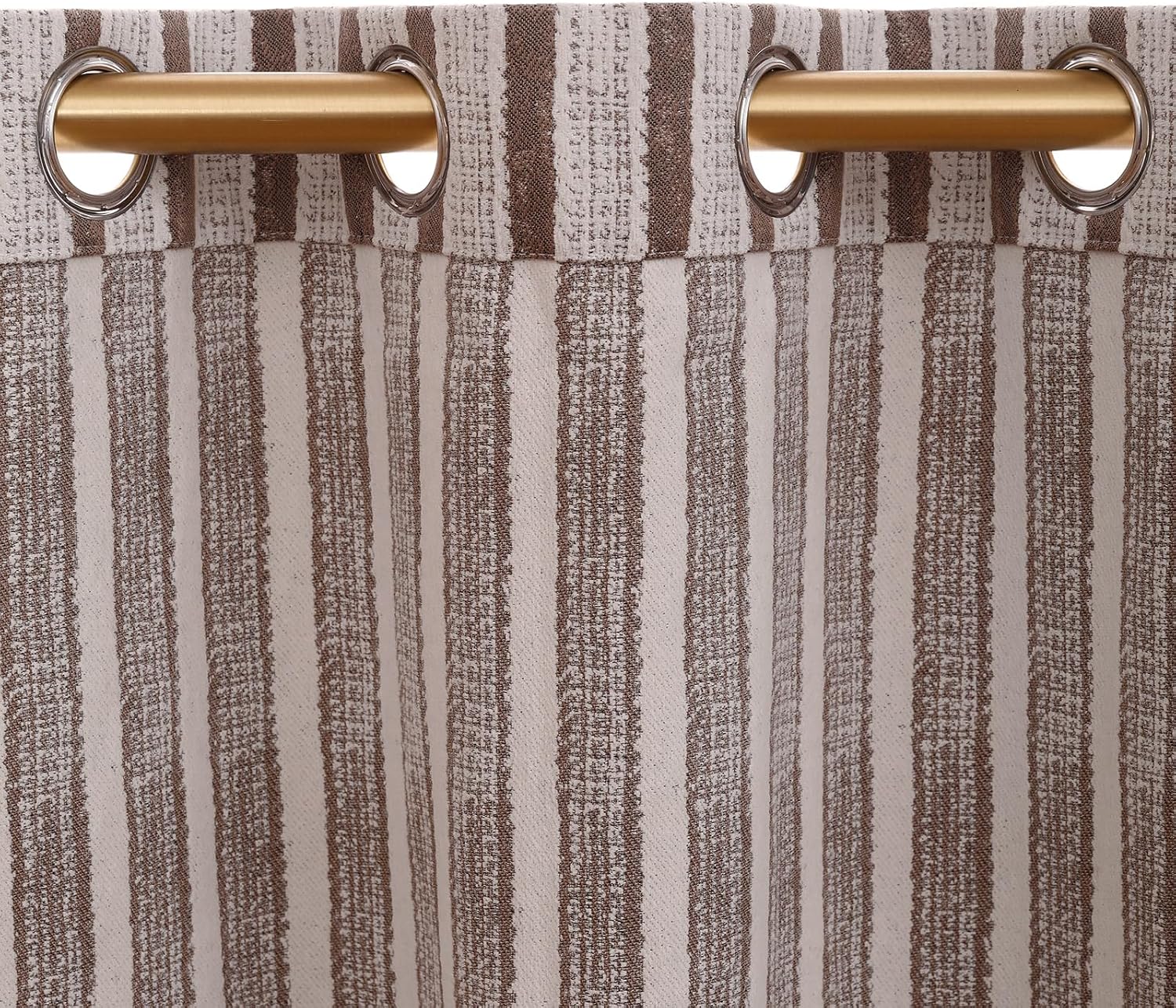 Christmas Coffee White Striped Curtains, Privacy Silver Grommet Window Panels for Living Room and Bedroom Classic 82 Inch Leng Light Filtering Window Panel (1 Panel,34" W×82" L)