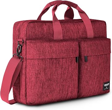 KINGSLONG 17.3 inch Laptop Briefcase Bag for Men Women, Laptop Shoulder Bag with Shoulder Strap, Water Resistant Business Crossbody Bag, Computer Bag for Asus Acer Dell Thinkpad, Red