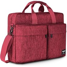 KINGSLONG 17.3 inch Laptop Briefcase Bag for Men Women, Laptop Shoulder Bag with Shoulder Strap, Water Resistant Business Crossbody Bag, Computer Bag for Asus Acer Dell Thinkpad, Red