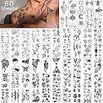Yazhiji Waterproof Temporary Tattoos - 60 Sheets Tiny Fake Tattoo, Flowers Crowns Stars Animal Butterfly Collection Tats for Kids Adults Men and Women