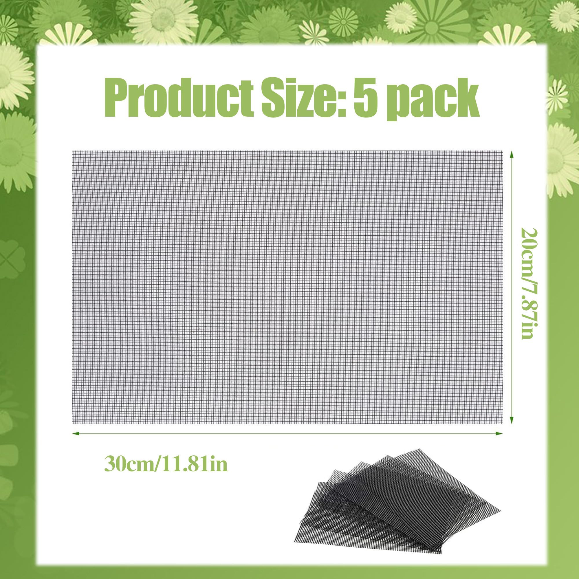 Panele z siatki drenażowej do doniczek, 5 sztuk, 30 x 20 cm, siatka zatrzymująca glebę do ogrodu, zapobiega utracie gleby, idealna do drenażu roślin i pielęgnacji ogrodu.
