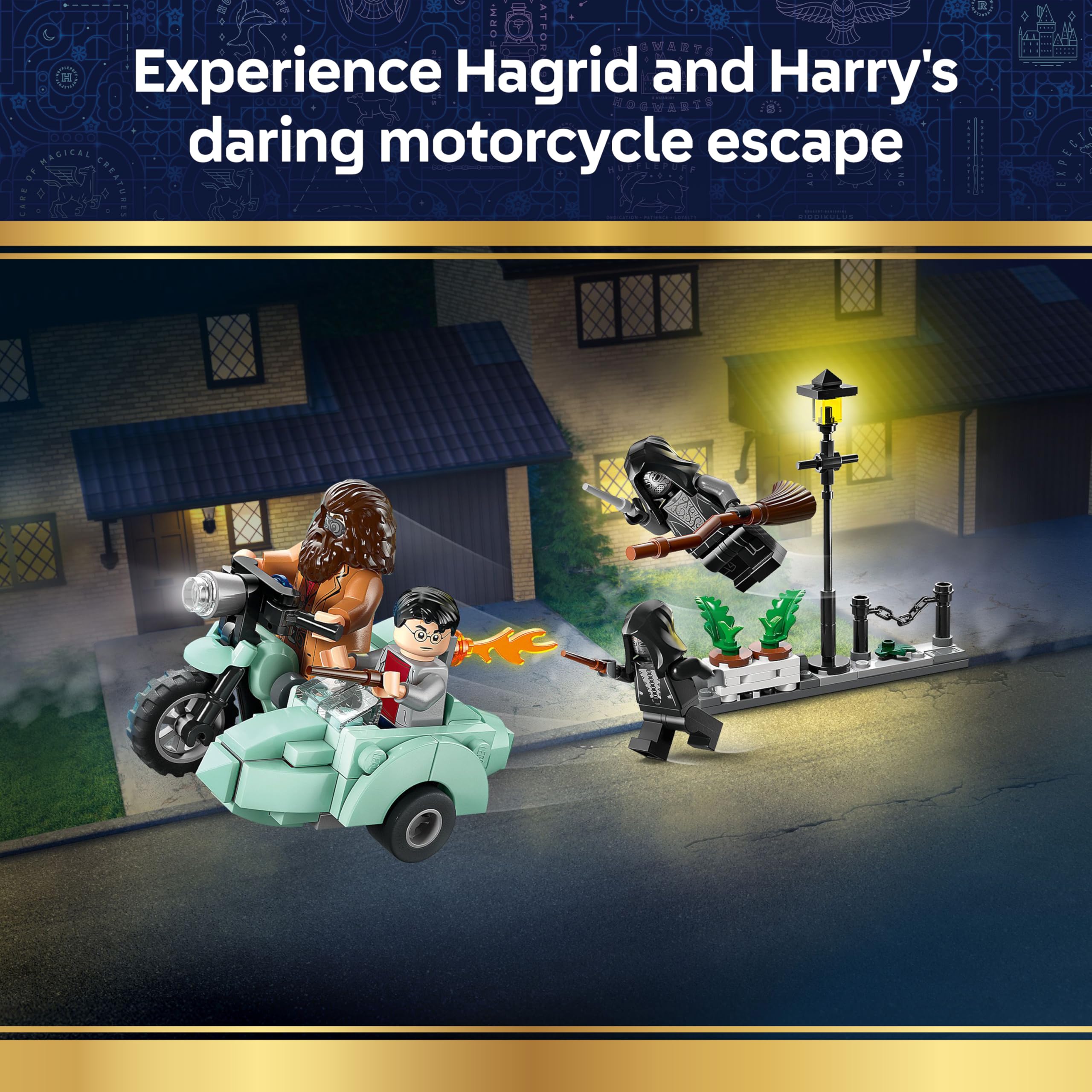 LEGO Harry Potter Hagrid & Harry's Privet Drive Escape, Motorbike Toy with 4 Minifigures incl. 2 Death Eaters - Image 2