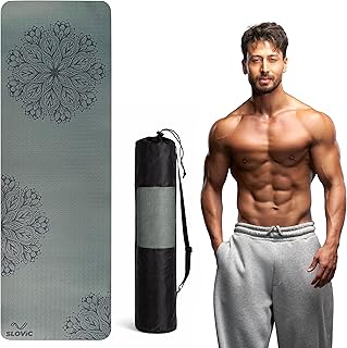 Slovic Yoga Mat for Woman [6 MM] | TPE Yoga Mat for Man | Anti-Slip Exercise Mat for Home Workout & Home Gym | Durable & L... Price In India