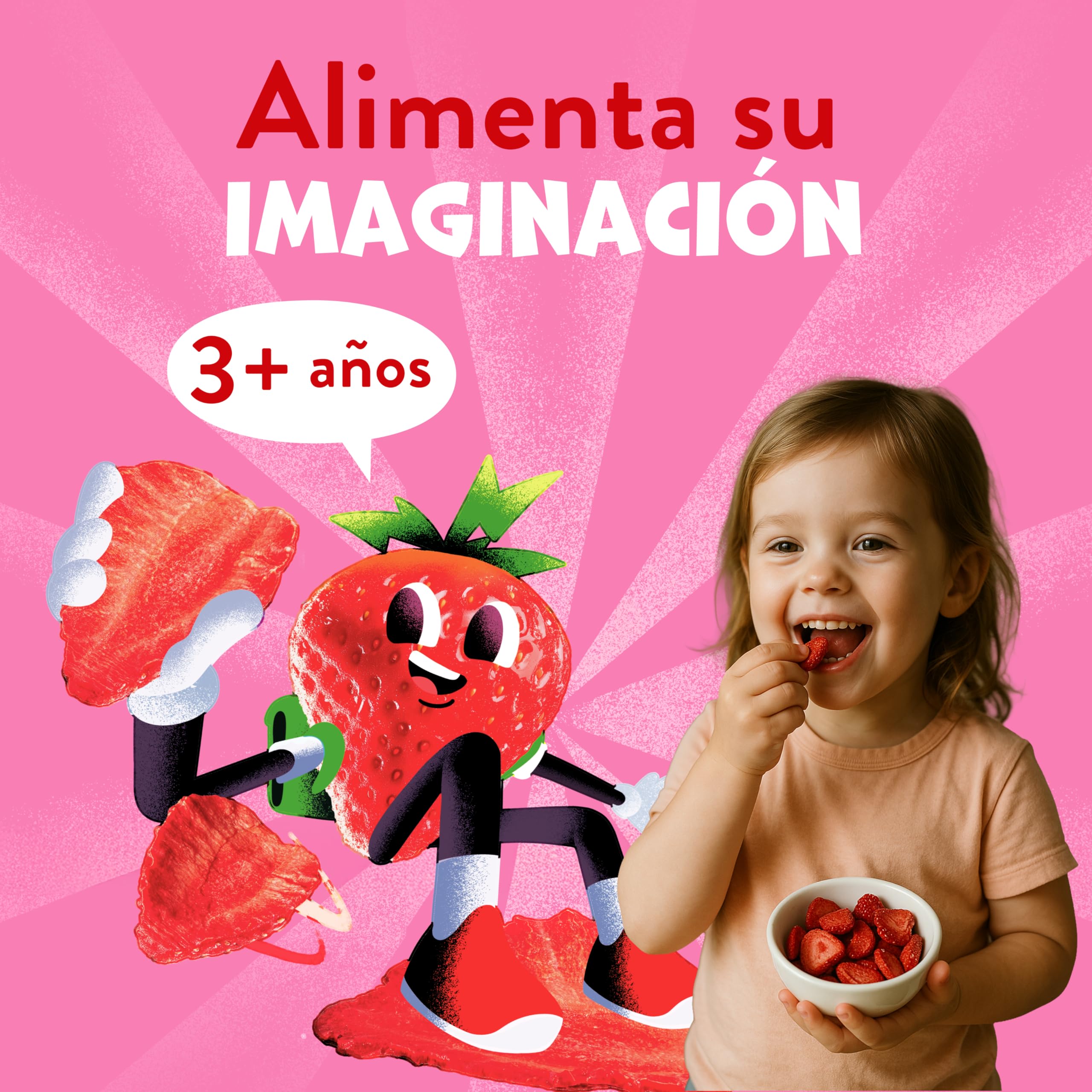 Goodies, Snack para Niños, Chips de Fresa, 100% fresas, sin azúcares añadidos, fuente natural de fibra, Pack de 12x12gr