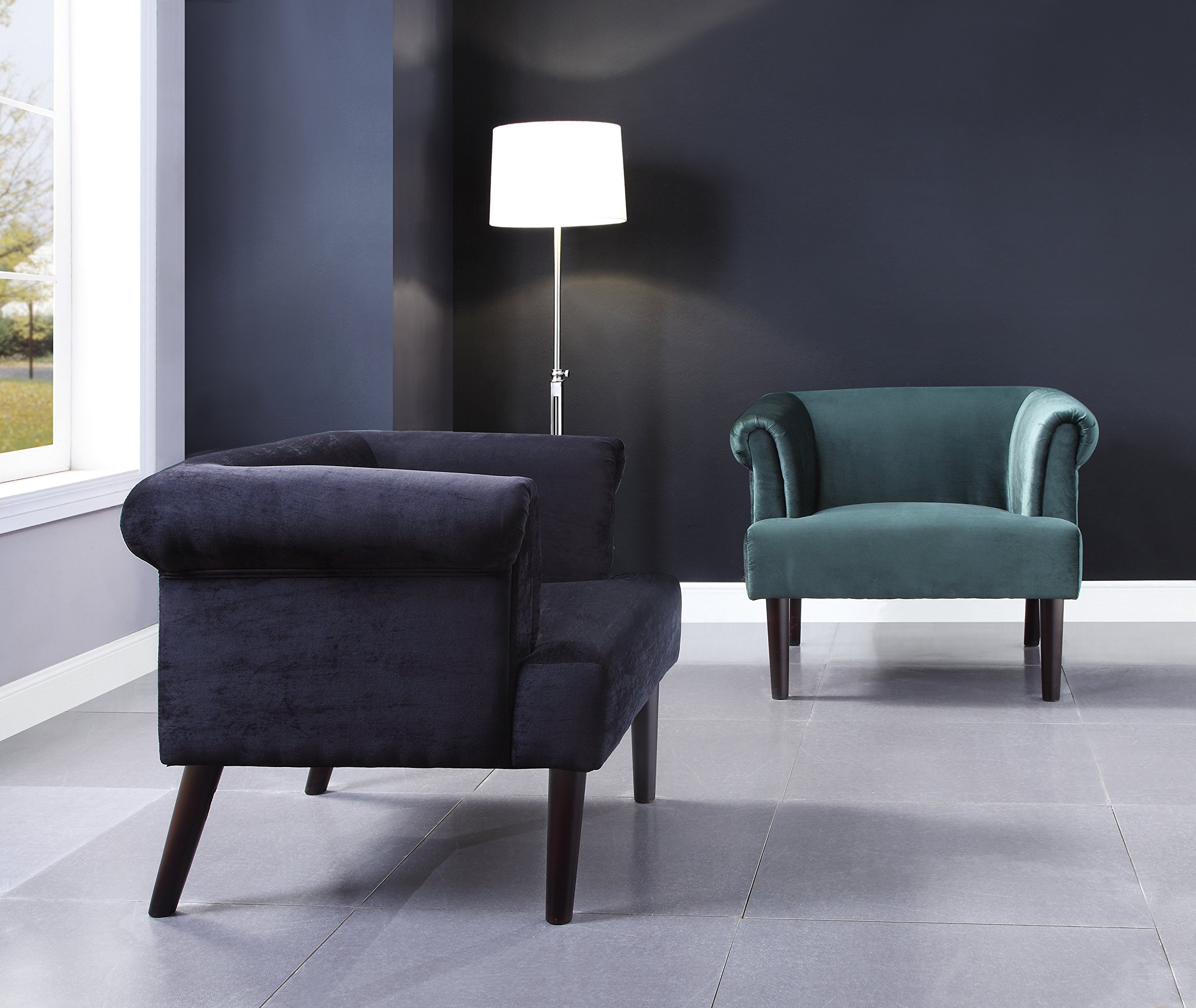 Atlantic Home Collection Charlie Sessel, Armlehnenstuhl mit Massivholzfüßen, Samt, Grün, 74 x 86x 70, (3) Grün, 74 x 86 x 70 cm