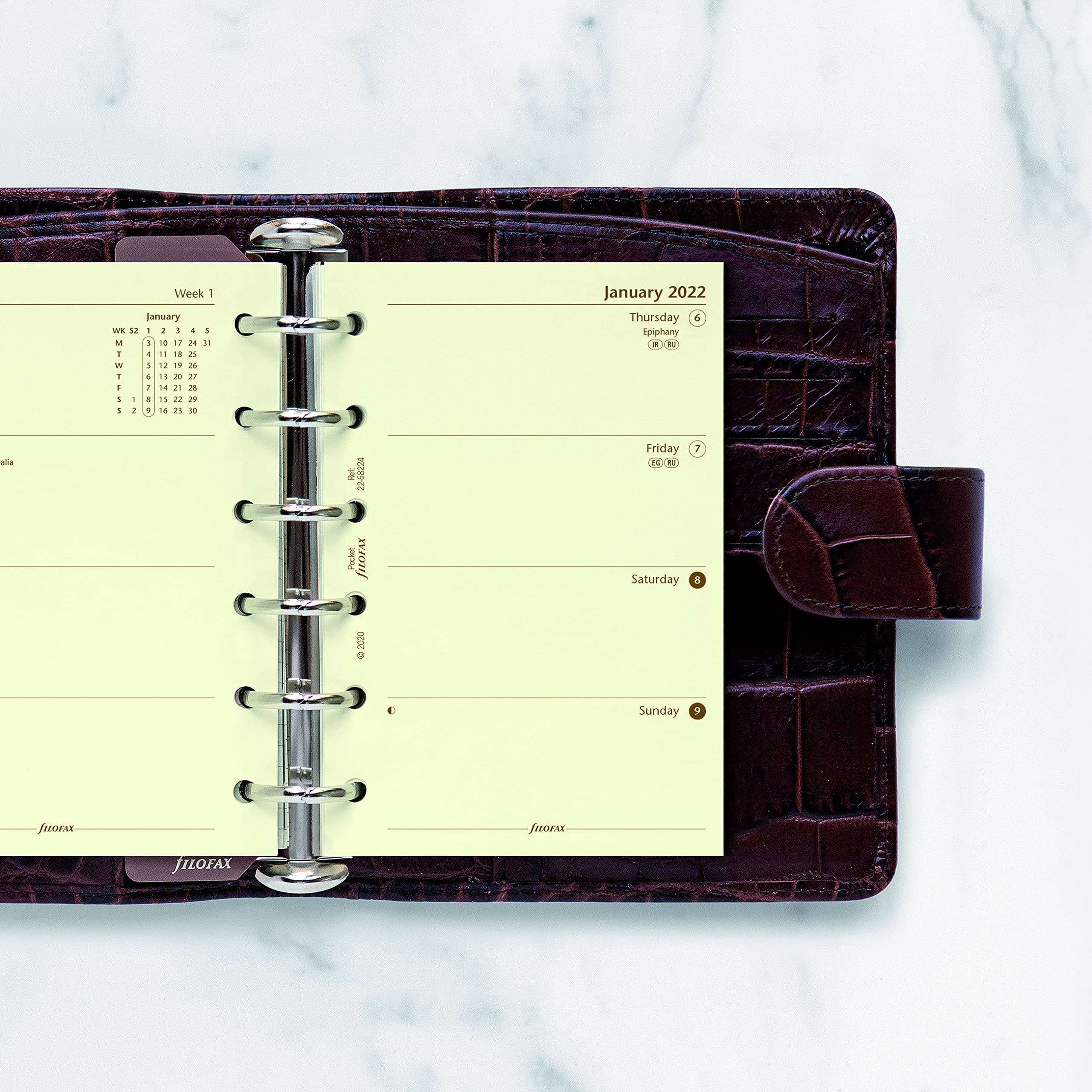Filofax 2022 (C68224-22) - Ricarica tascabile, visualizzazione settimanale, in cotone, colore: panna