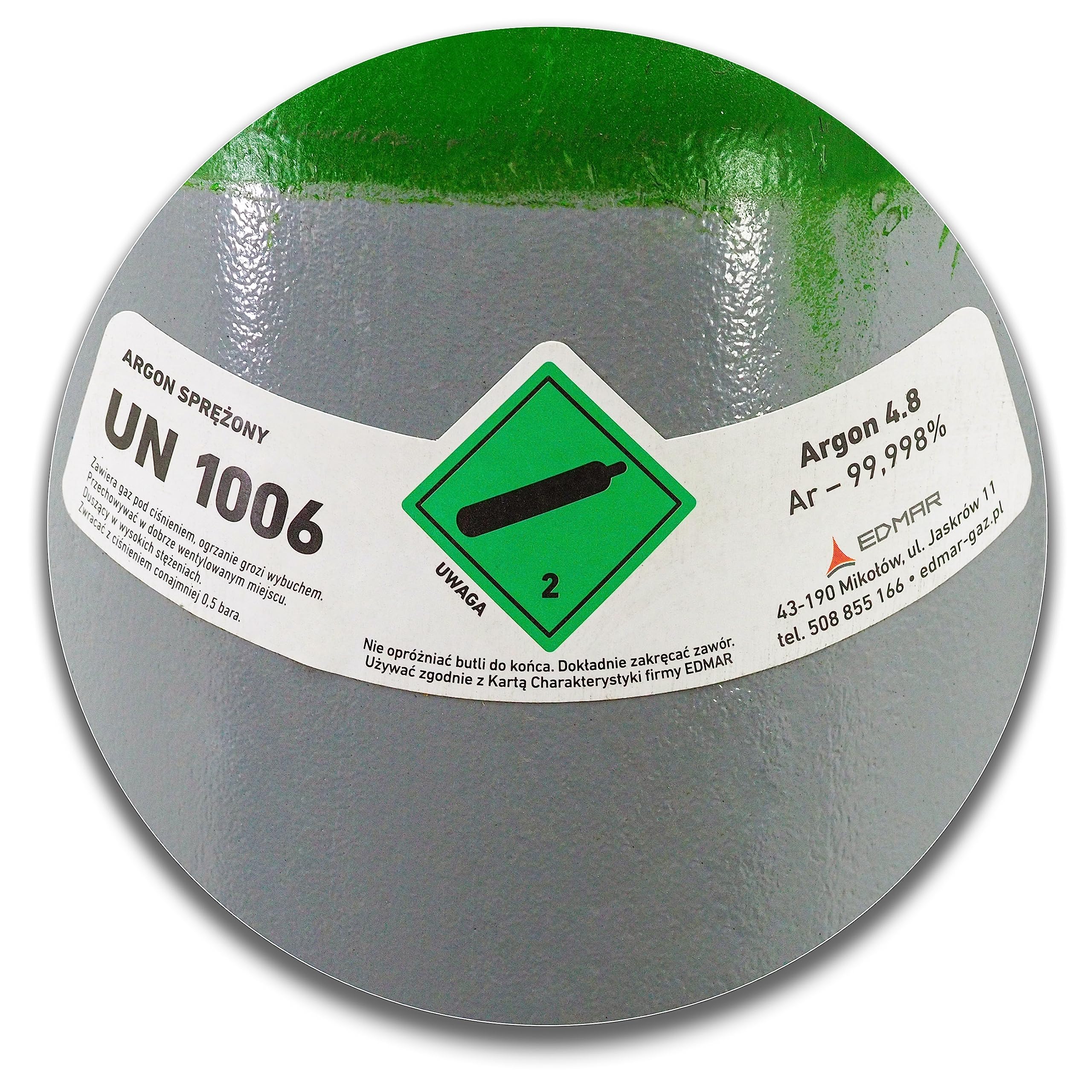 Bouteille De Gaz Argon Pur 8 Litres / 1,7 M³ - 200 Bar - Pour Soudage TIG/MIG - Qualité Soudure