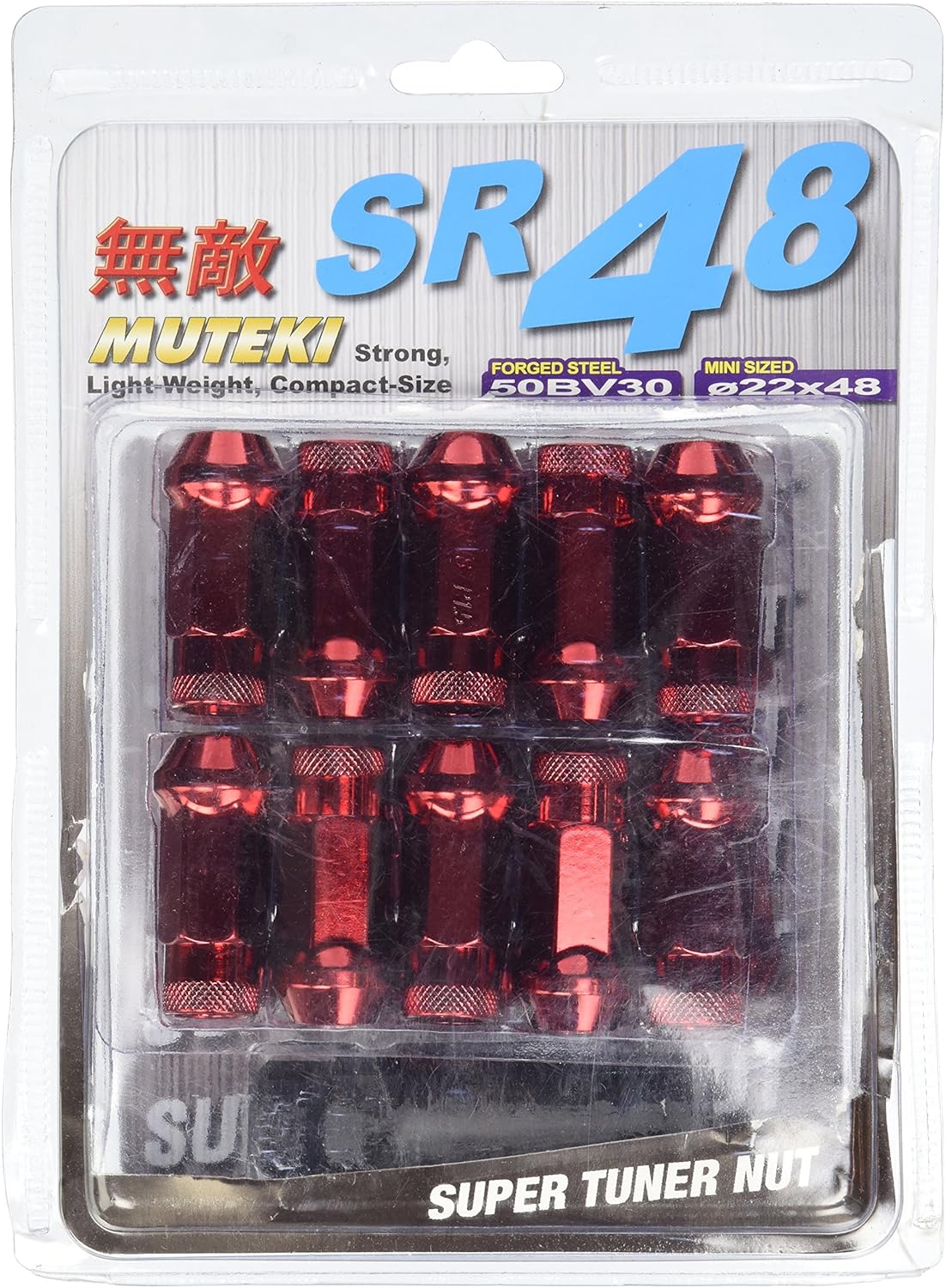 Muteki 32906R SR48 Series Red 12mm x 1.5" Thread Size Open End Lug Nut, (Set of 20)