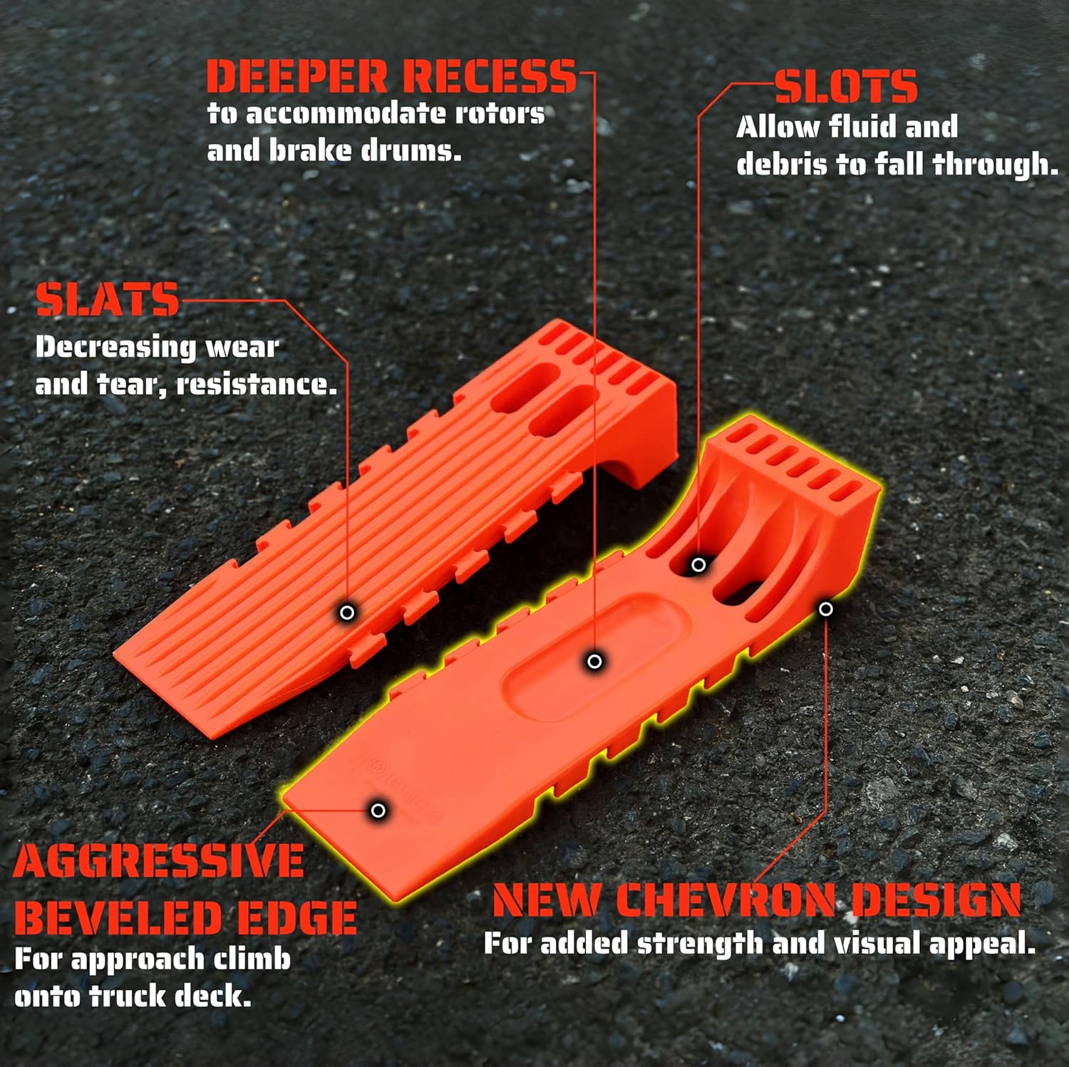 ORANGEE® 4 Pack Interlocking Tire Skate for Tow Truck, Rollback Wrecker Truck Neon Orange Color