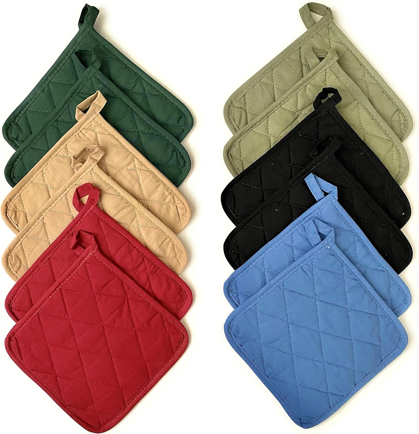 12 Pack Square Pot Holders 100% Cotton Heat Resistant Hotpads for Cooking Kitchen Potholder Set Trivet for Cooking Baking Camping House with Hanging Loops, Size: 8x8inch, Machine Washable : Home & Kitchen