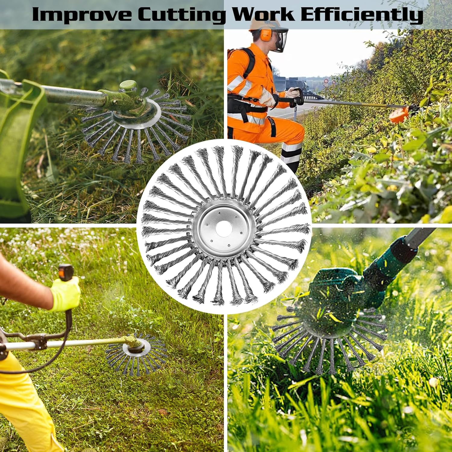 10inch Steel Wire Trimmer Head Unbreakable Wired Trimmer Blade Yard Patio Wire Weed Eater Head with 2 Pack of Adapters for Weed Wacker Lawn Mover String Trimmer Head Replacement
