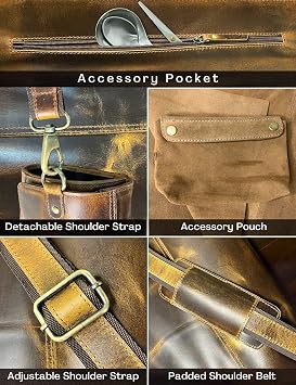 RUSTIC TOWN Leather Knife Roll Storage Bag With Tool Roll Up Pouch Travel-Friendly Chef Knife Case Roll