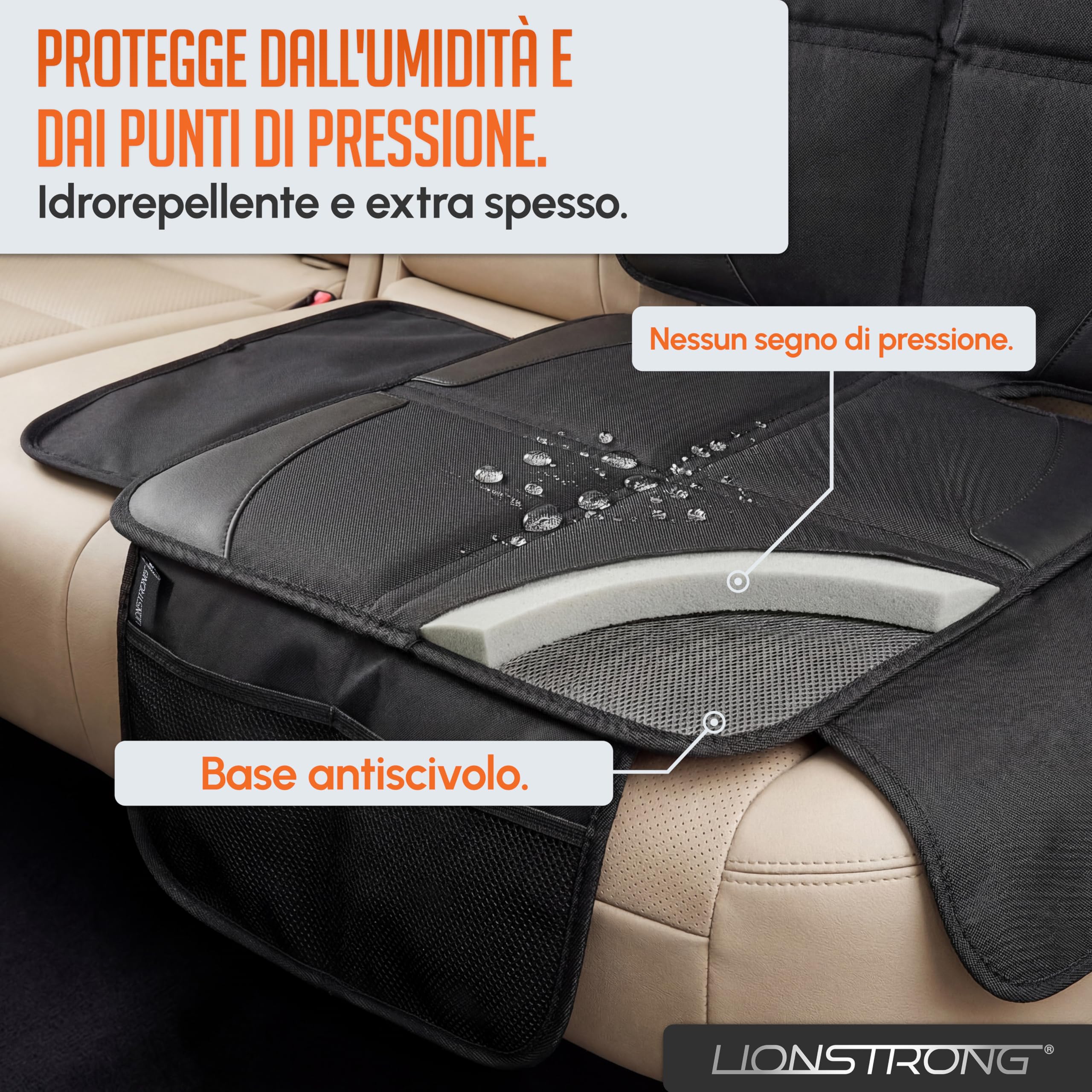 LIONSTRONG - coprisedile auto per seggiolino bimbo - protettore di sedili auto - compatibile ISOFIX (1 PCS)