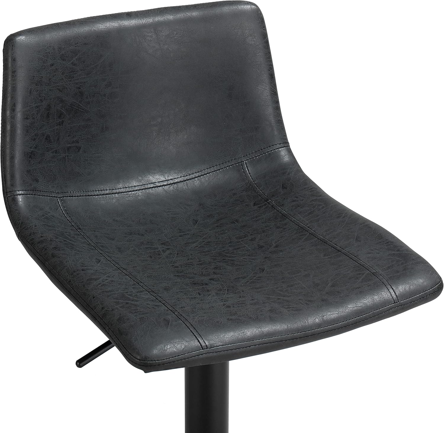 Finnhomy Bar Stools Set of 2 Counter Height, Swivel Barstools with Footrest and L Shape Back, Height Adjustable Modern Bar Chairs, Vintage Leather, Retro Black