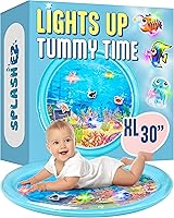 SplashEZ 30" Light-Up Tummy Time Water Mat with LED Glowing Fish - Sensory Play Pad for Babies 3-36 Months