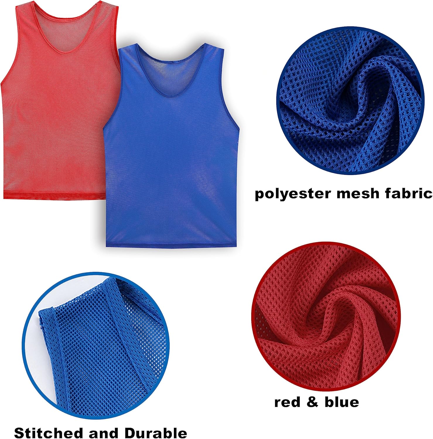 Scrimmage Vests Pinnies Team Practice Jerseys for Kids,Youth and Adult Sports Soccer,Football,Basketball(12 Pack)