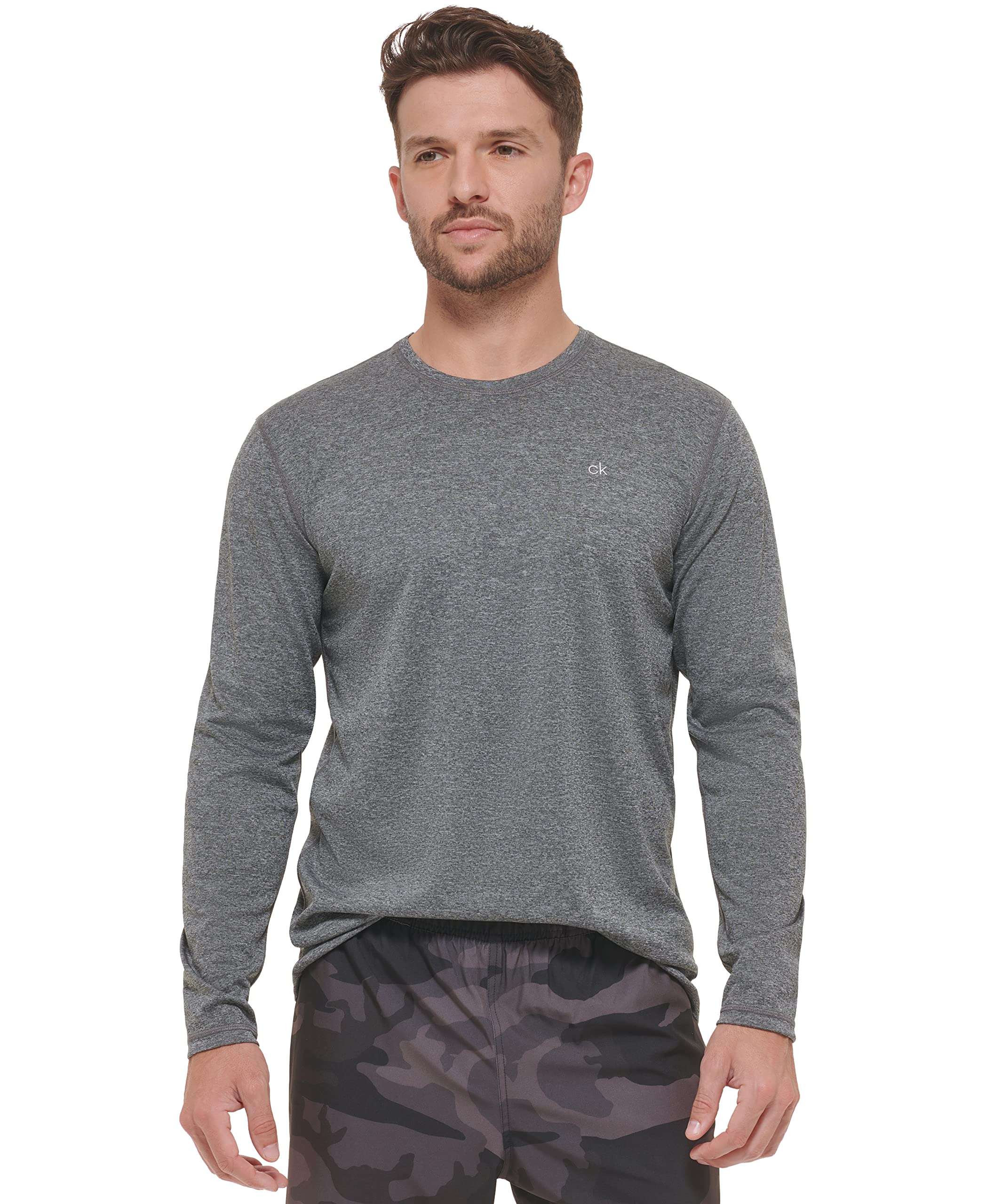 Calvin Klein Mens Standard Light Weight Quick Dry Long Sleeve 40+ UPF Protection Active Top