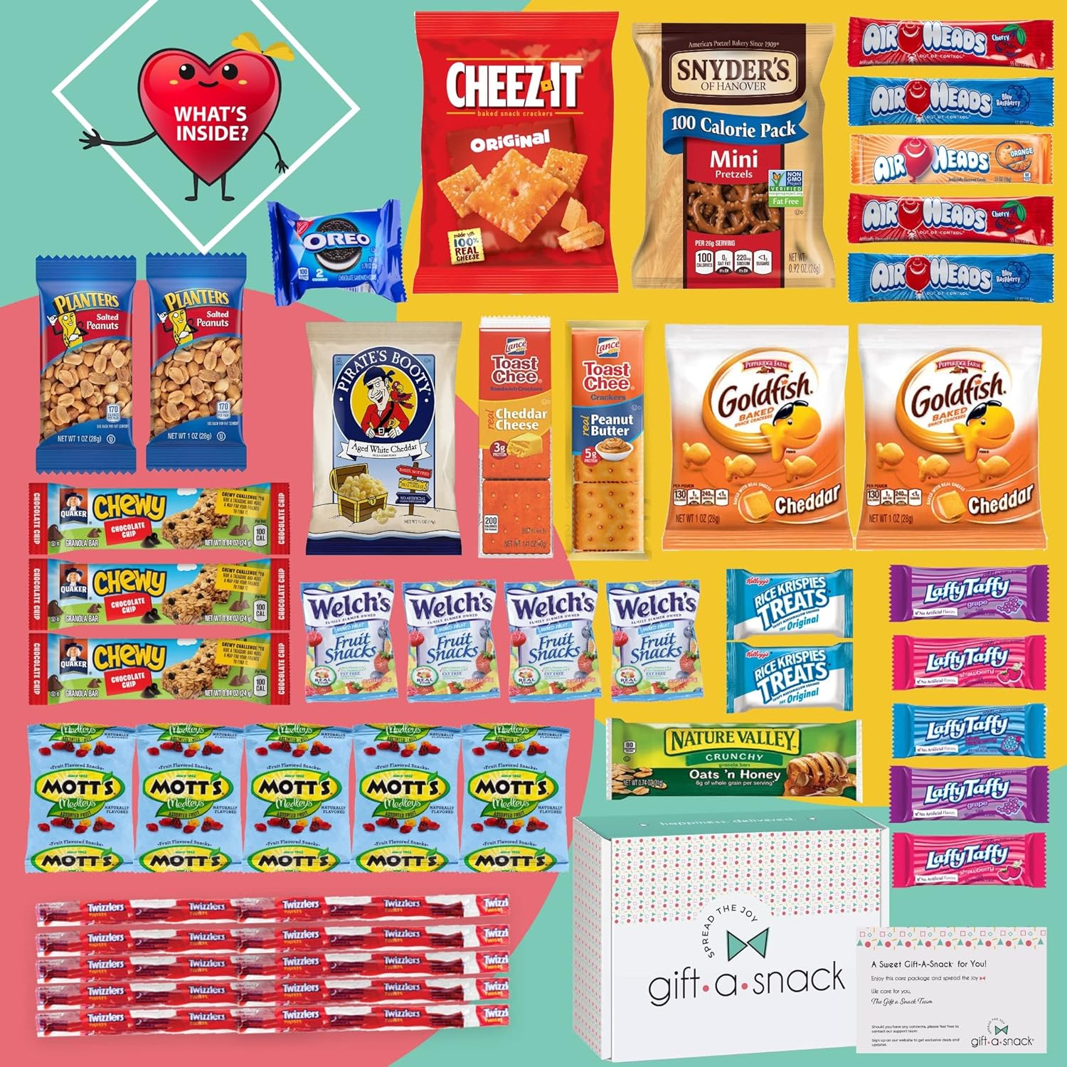 Buy Gift A Snack Box Heart Care Package + Greeting Card (40 Count