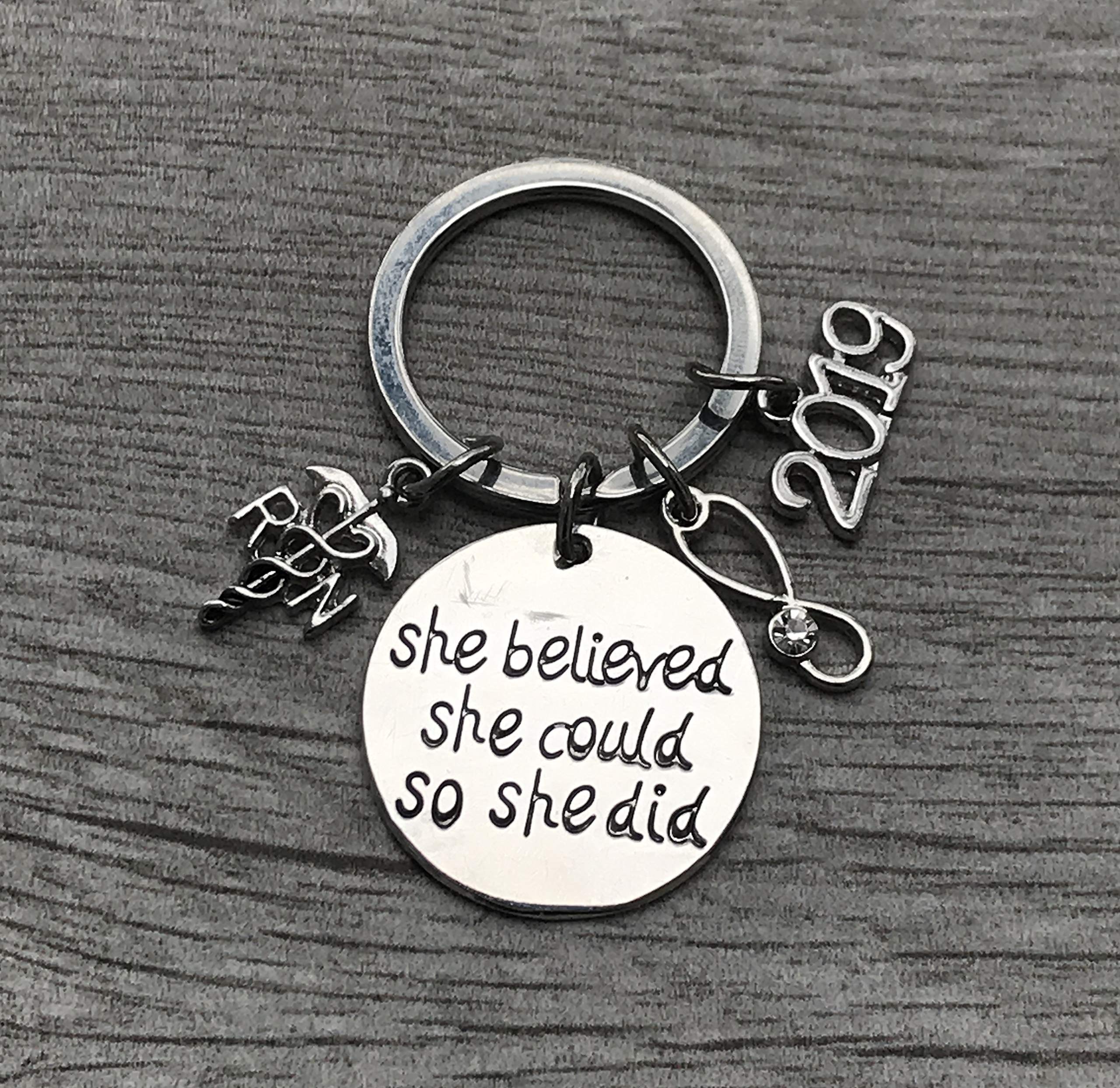 Nurse Graduation Keychain, Custom 2022 Nursing Jewelry, She Believed She Could So She Did Nurse Gift - Nursing Graduation Gift