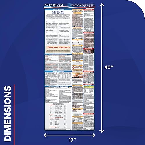 Miniatura 2 de Póster de la ley laboral estatal y federal de California 2026 - Combo inglés y español - Cumple con OSHA en el lugar de trabajo - Publicación de