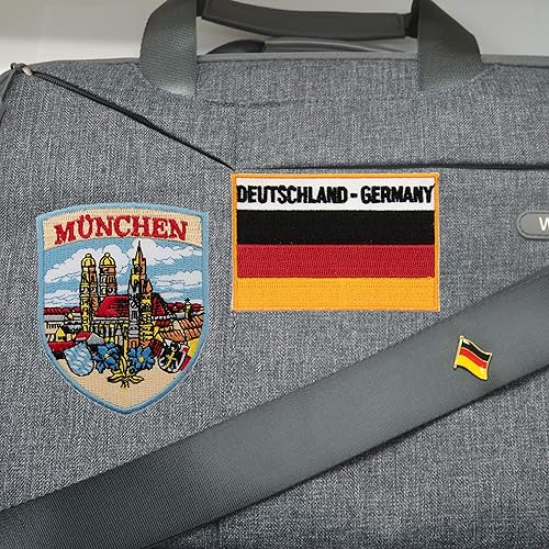 Miniatura 9 de A-ONE - Parche de escudo emblemático de Múnich + parche de bandera de Alemania + insignia de la bandera de Alemania, parches bordados de paisaje de