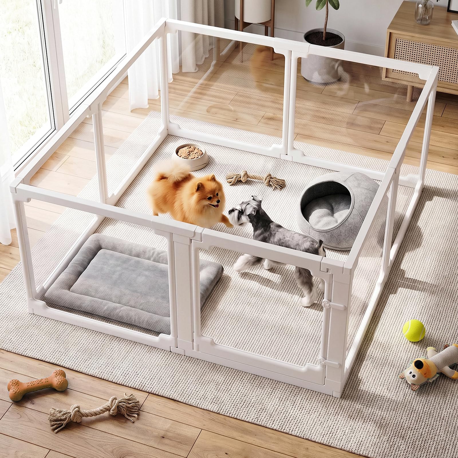 MAMIZO Recinto per Cani Acrilico 125 × 120× 60 cm, Box per Cuccioli