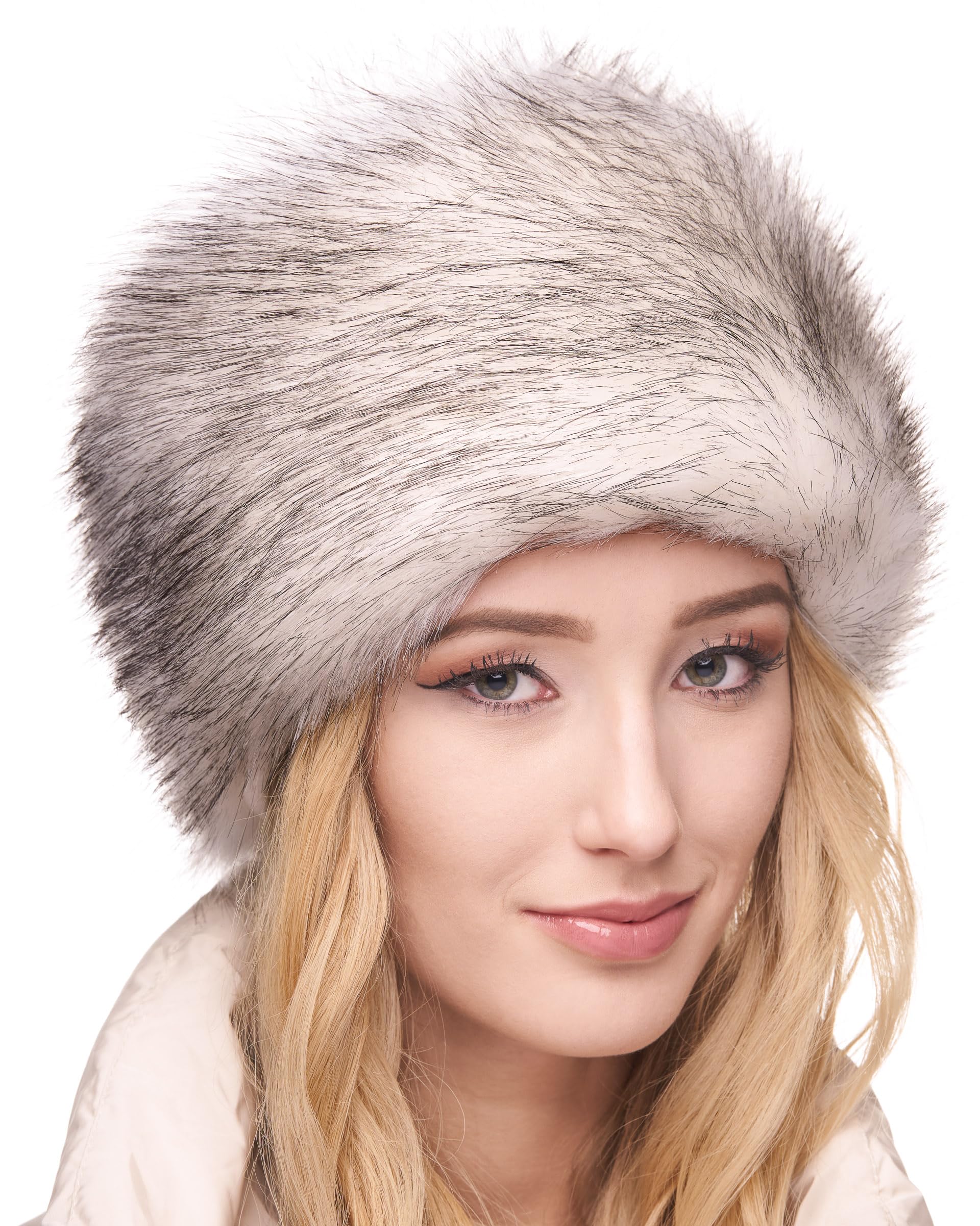 Futrzane Classic Cossack Hat - Faux Fur Hats for Women - Warm Furry Russian Hat
