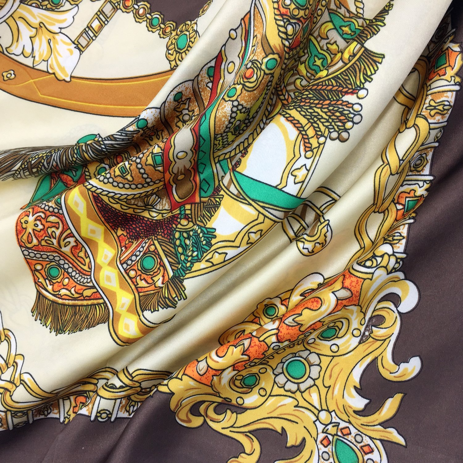 YOUR SMILE Silk Like Scarf Women's Fashion Pattern Large Square Satin Headscarf Headdress