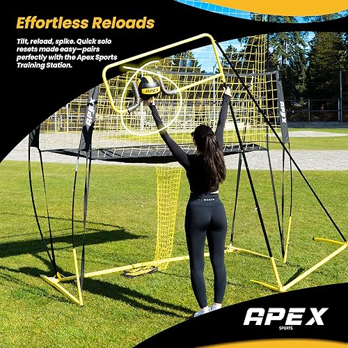 Miniatura 4 de Entrenador de púas de voleibol  Estación de práctica individual ajustable para golpear y pinchar  Base duradera de 25 libras, fácil recarga de