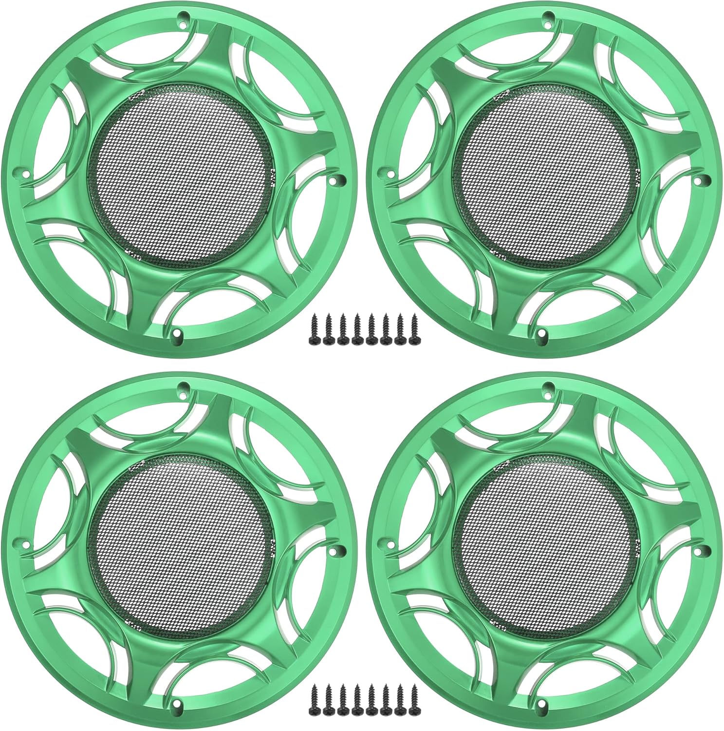 ACROPIX Universal 8" Car Speaker Grills Cover Mesh Round 8 Inch Audio Speaker Subwoofer Guard Protector Case with Mounting Screws Iron Green - Pack of 4