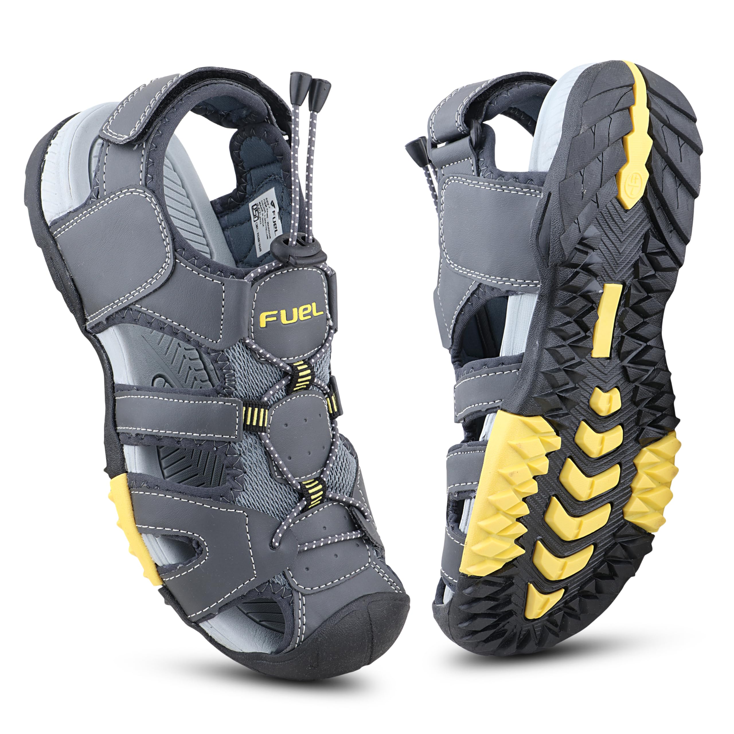 fuel Warrior Men’s Fisherman Sandals – Comfortable, Breathable & Flexible Outdoor Sandals with Protective Toe, Anti-Skid Sole – Stylish Casual Beach & Sports Footwear (Black-P-Green)-picture-38