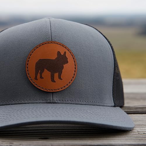 Miniatura 3 de Sombrero de parche de cuero de bulldog francés | Regalo de Frenchie | Sombrero de camionero francés | Gorra de béisbol Bulldog