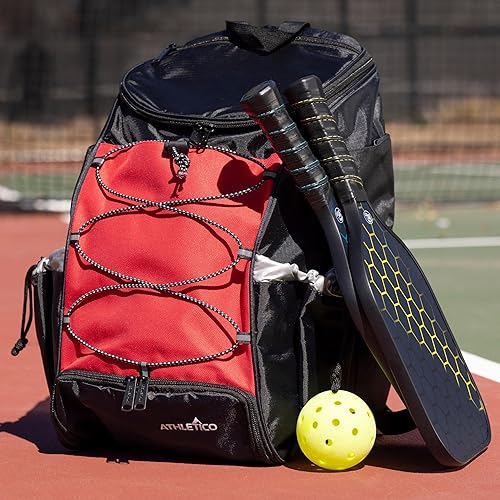 Vista 11 de Athletico Mochila de pickleball de 35L - Bolsas de pickleball para hombres o mujeres, incluye soporte para pelotas de pickleball Rosado
