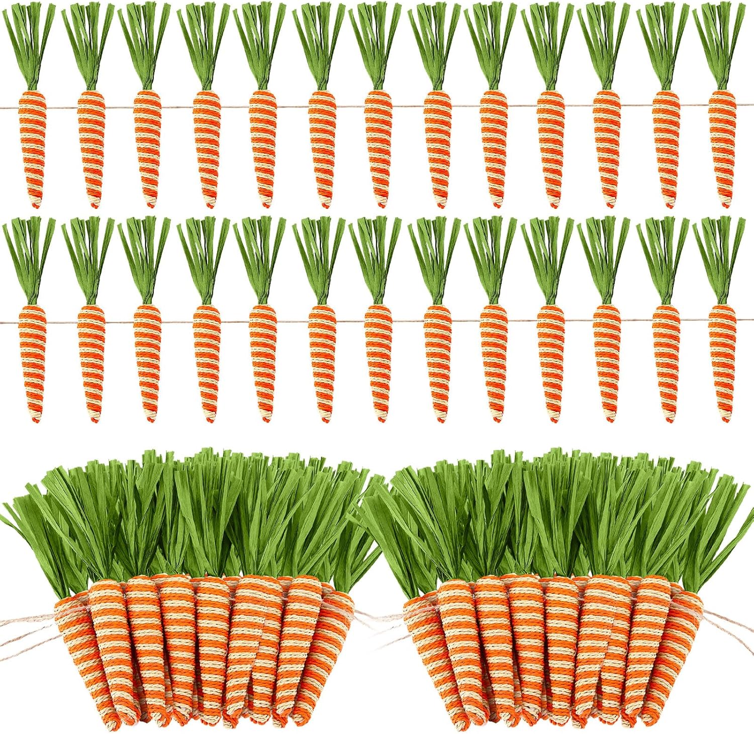 Fullhawl 3 Pack Easter Garland Decor 36 Pcs Artificial Carrot Ornaments 25.5ft Hanging Carrot Banner for Mantel Fireplace Kitchen Party Decorations(Orange,7.5 Inch,Classic Style)