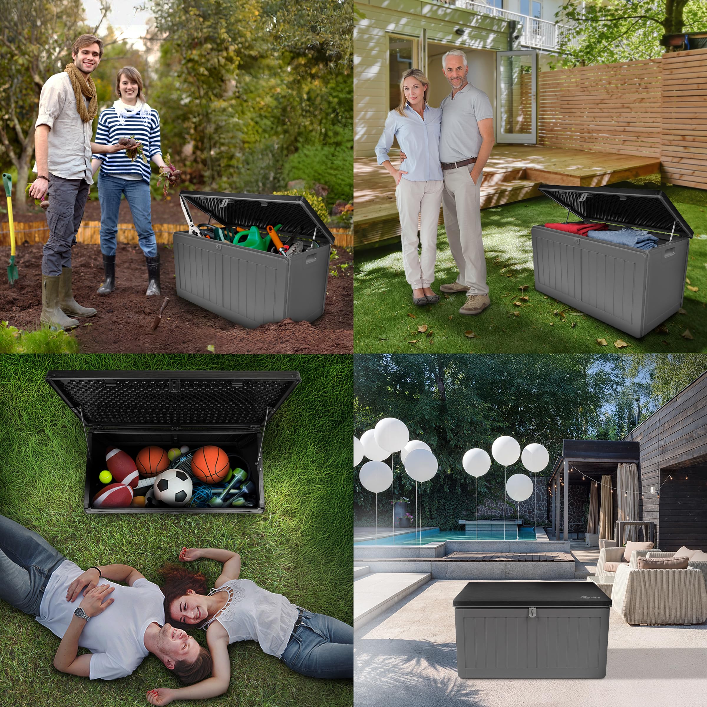 Grindi - Gartenbox 190 L - Auflagenbox wasserdicht Morus - Aufbewahrungsbox mit Deckel Garten - Kissenbox Outdoor wasserdicht - Geräteschuppen - Balkonmöbel - Gartenmöbel - Garten Zubehör
