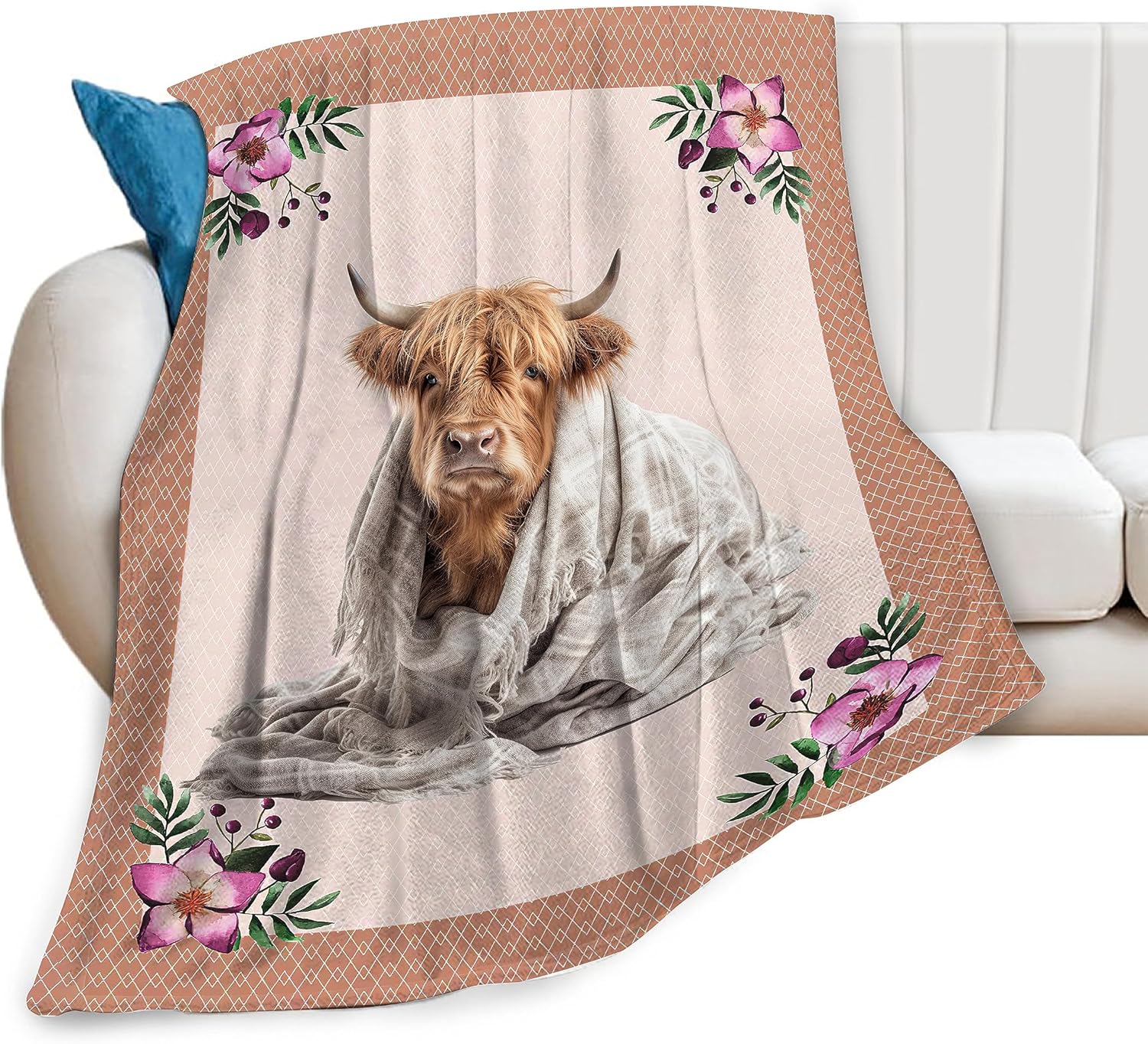 Highland Cow Blanket and Throws Soft Cozy Cute Cow Print