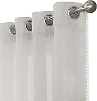 Vista 8 de Selectex - Cortinas transparentes de lino natural con bordes semitransparentes