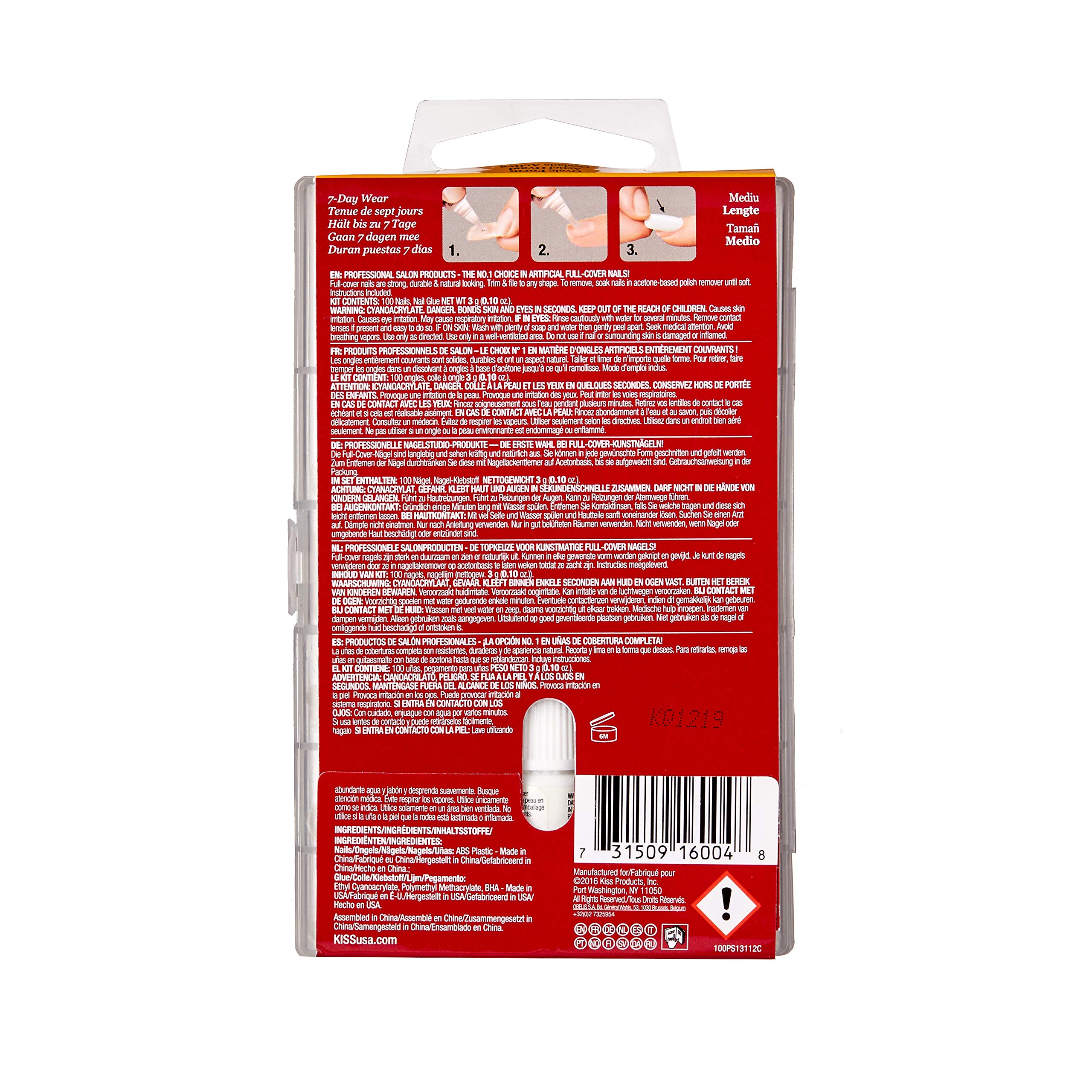 Kiss 100ps13 100 Count Active Oval Full Cover Nails by Kiss