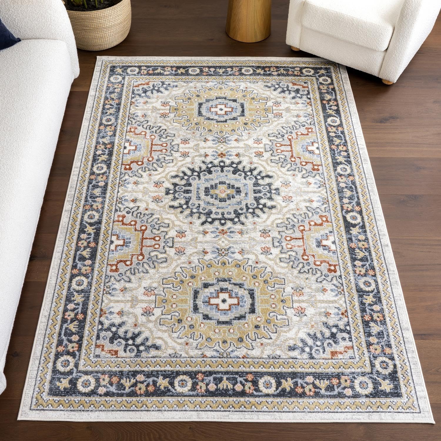 Tapis de couloir lavable haut de gamme nuLOOM au motif médaillon