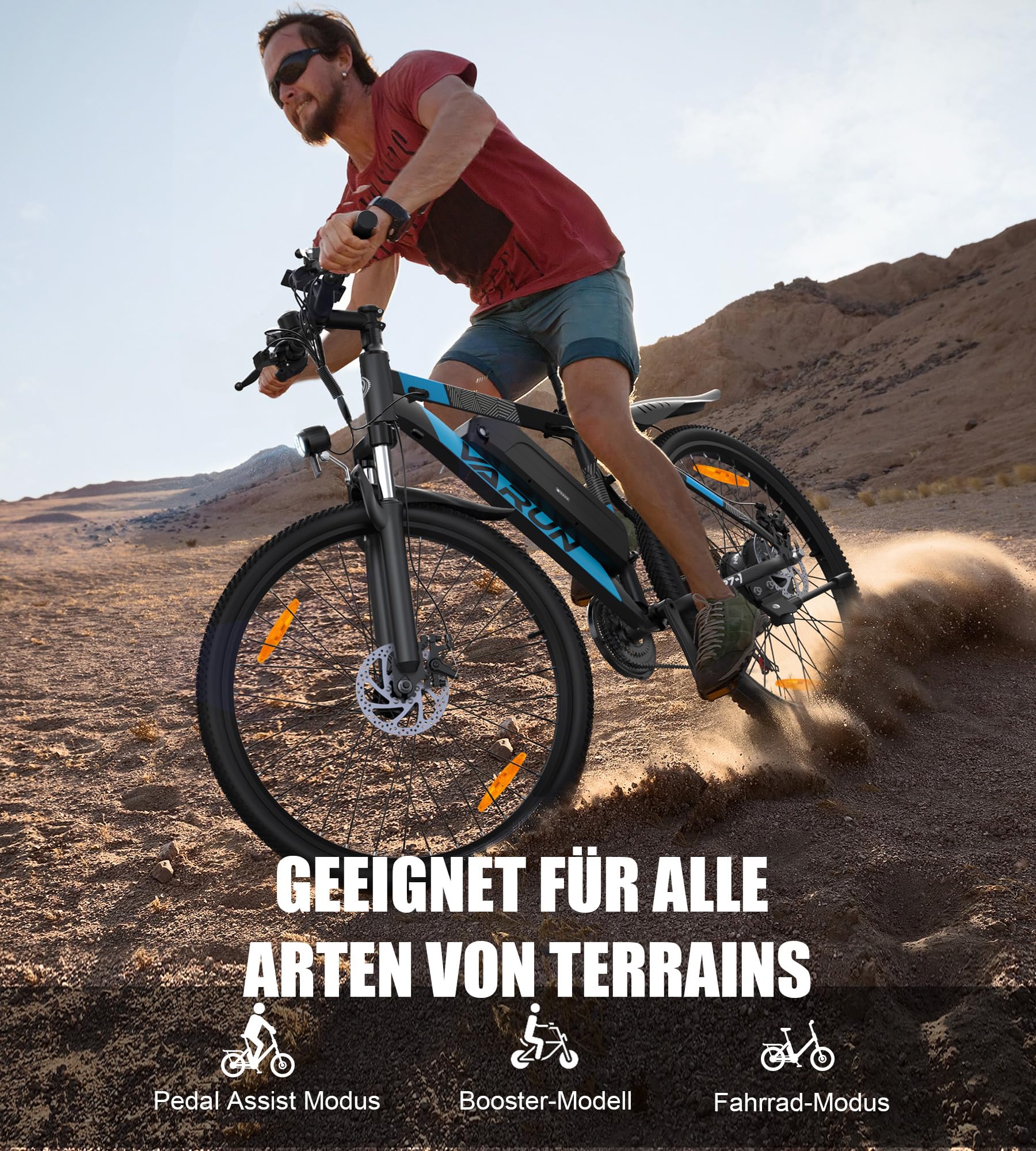 VARUN E-Bike Herren, 27,5" E-Mountainbike Damen mit APP, 48V 13AH Akku, 120KM Reichweite, Profi-21-Gang, LCD-Display mit 5 Fahrstufen, Elektrofahrrad für Erwachsene, Pedelec