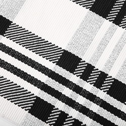 Miniatura 6 de Wellcome - Alfombra tejida a mano para cuarto de baño, dormitorio, alfombra tejida de algodón, para lavandería, pasillo, cocina, color negro y