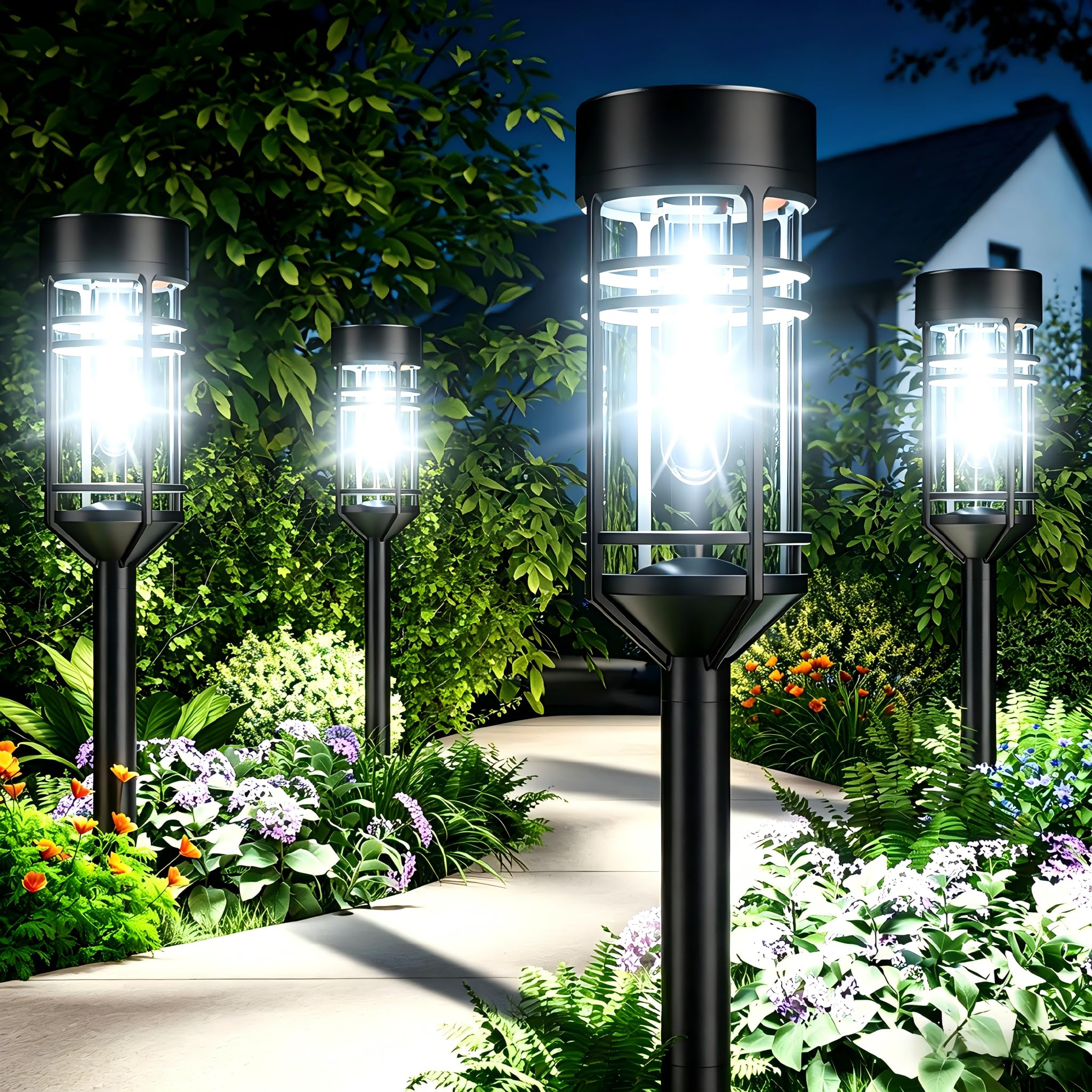 Amzarp 12 Pack Solar Garden Lights 6500K