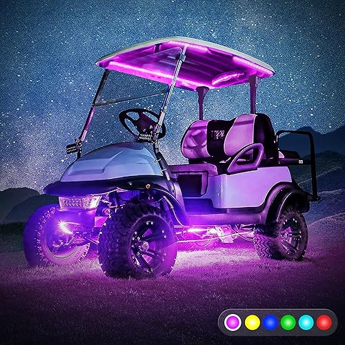 Miniatura 4 de 10L0L Kit de 6 luces debajo de la carrocería para carrito de golf con luces de toldo, tira LED para EZGO Club Car Yamaha, 24 modos multicolor RGB
