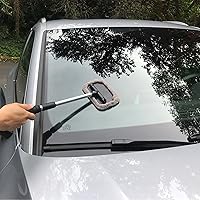 Vista 5 de POLYTE - Herramienta de limpieza de vidrio giratoria para parabrisas, mango de aluminio extensible con 3 cubiertas de microfibra de calidad prémium