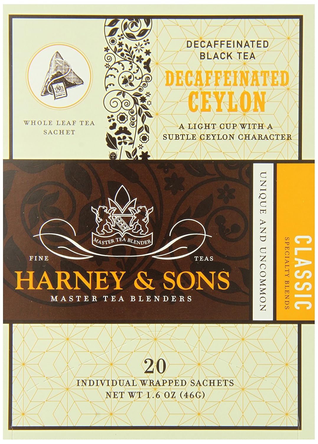 Harney and Sons Decaf Ceylon Tea, 20 Count, 1.6 Oz, (Pack of 6)